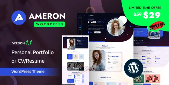 Ameron – Personal Portfolio or CV/Resume WordPress Theme