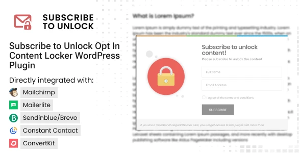 Subscribe to Unlock Opt In Content Locker WordPress Plugin